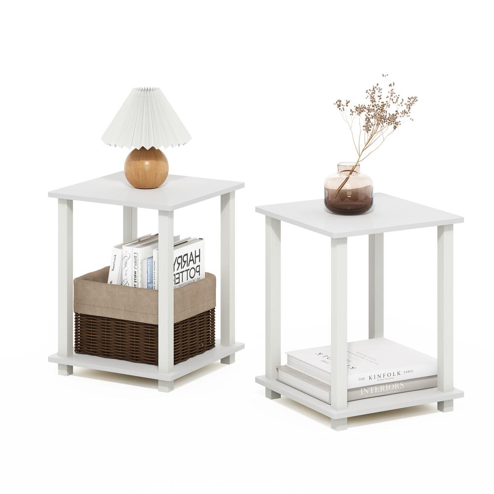 Simplistic End Table, Set of Two, White/White