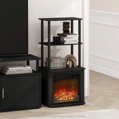 2-Tier Tall Side Table Display Rack with No Heat Decorative Electric Fireplace
