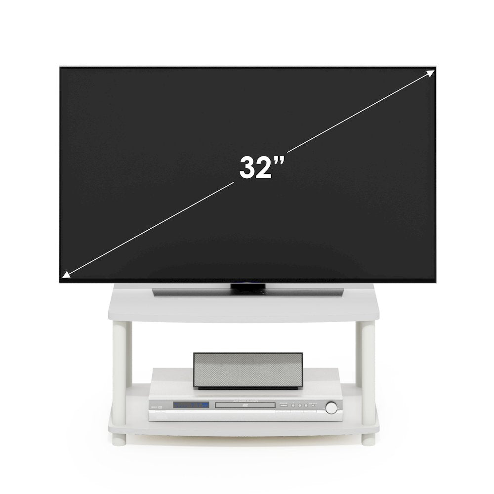 Turn-N-Tube No Tools 2-Tier Elevated TV Stands, White/White