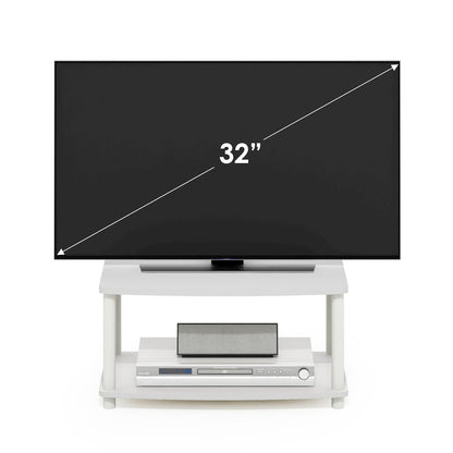 Turn-N-Tube No Tools 2-Tier Elevated TV Stands, White/White