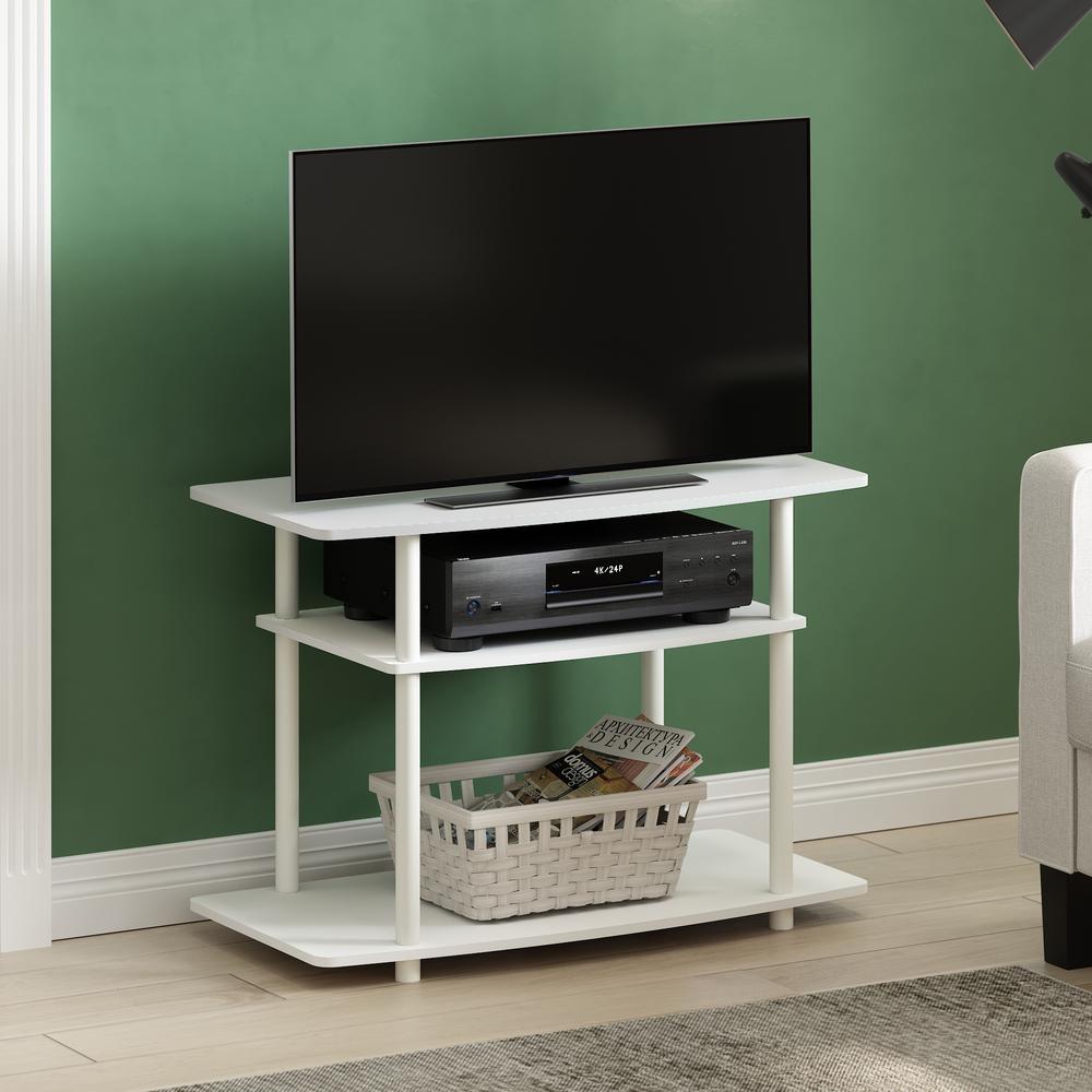 Turn-N-Tube No Tools 3-Tier TV Stands, White/White