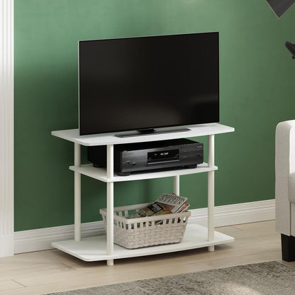 Turn-N-Tube No Tools 3-Tier TV Stands, White/White