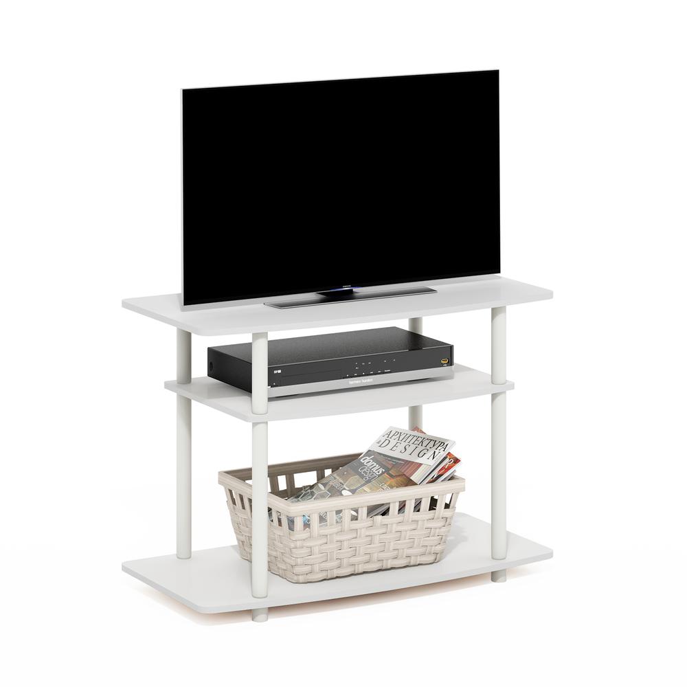 Turn-N-Tube No Tools 3-Tier TV Stands, White/White