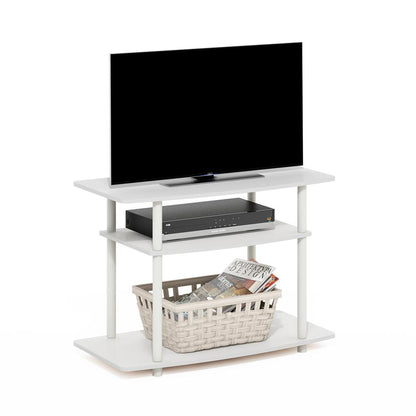 Turn-N-Tube No Tools 3-Tier TV Stands, White/White