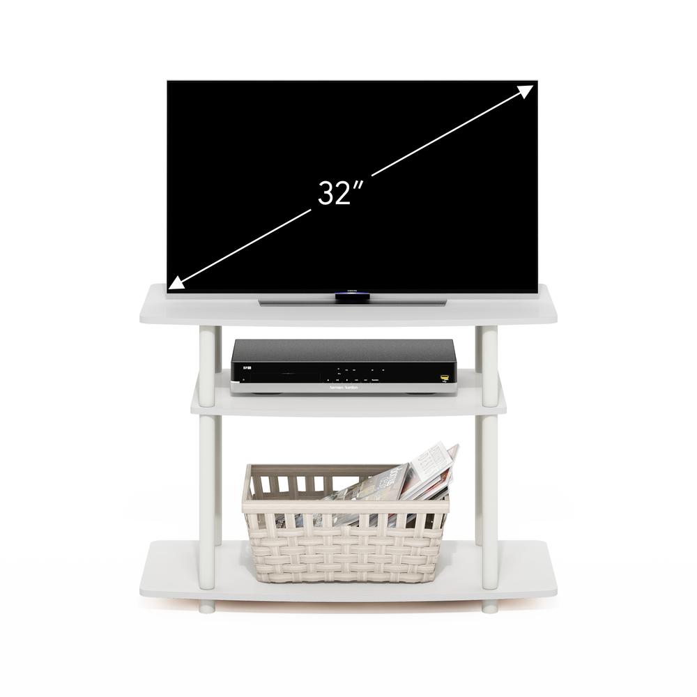 Turn-N-Tube No Tools 3-Tier TV Stands, White/White