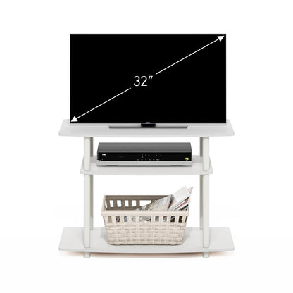 Turn-N-Tube No Tools 3-Tier TV Stands, White/White