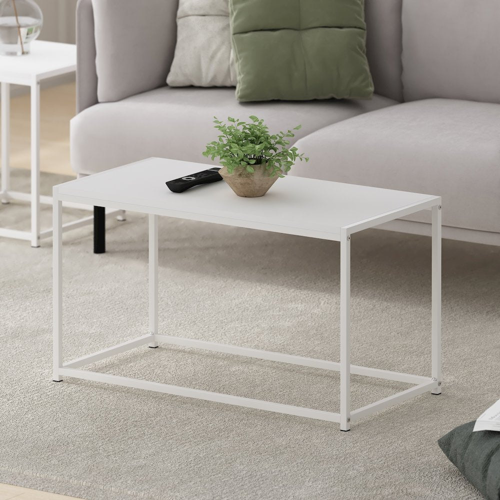 Camnus Modern Living Coffee Table, Solid White/White