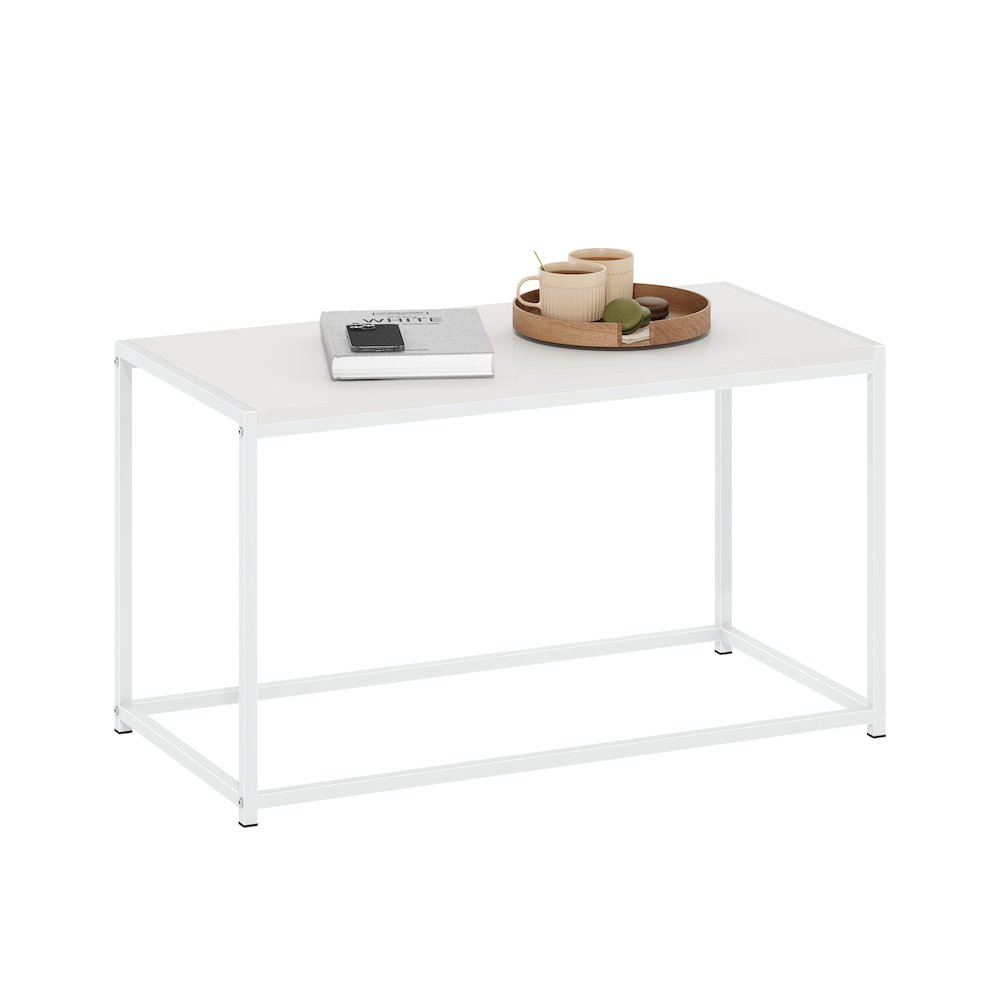 Camnus Modern Living Coffee Table, Solid White/White