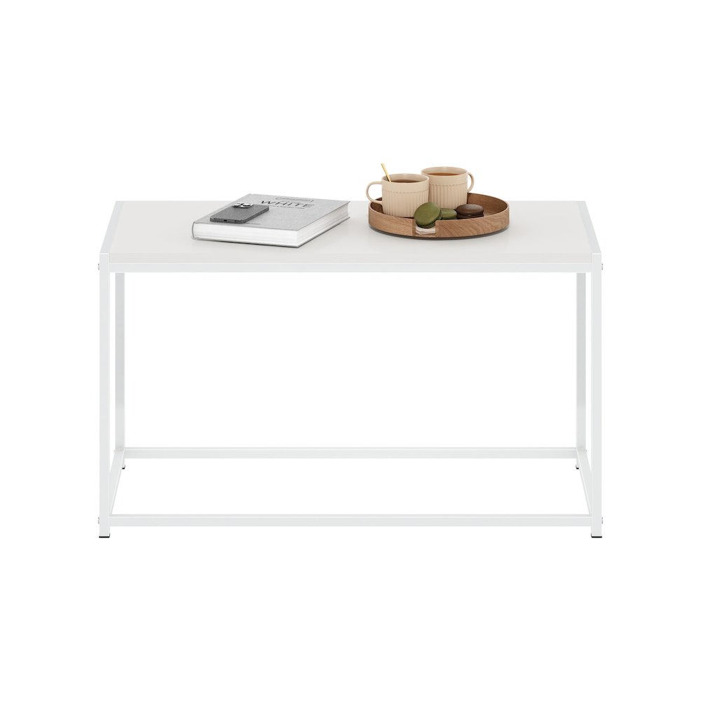 Camnus Modern Living Coffee Table, Solid White/White