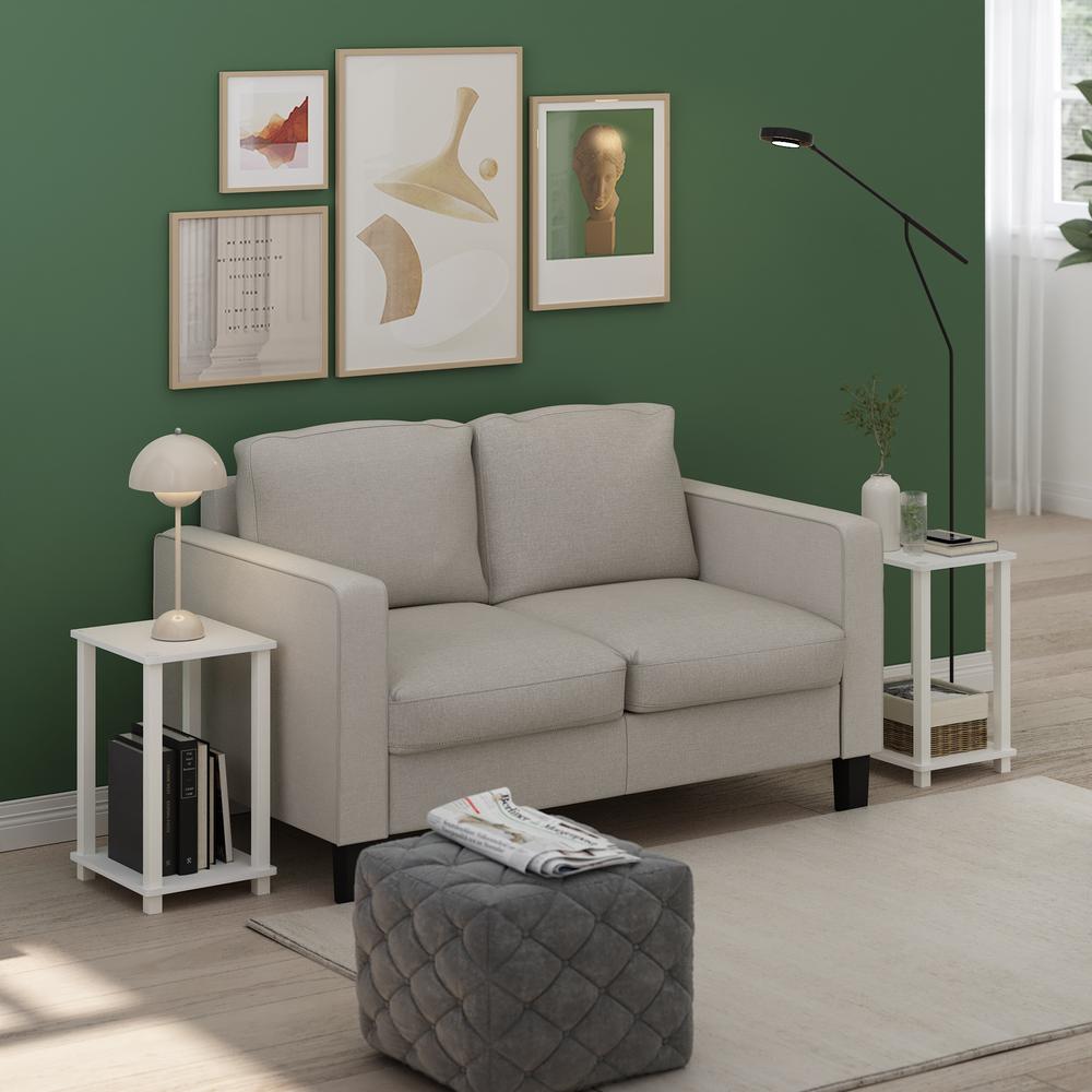 Simplistic End Table, Small, Set of 2, White/White