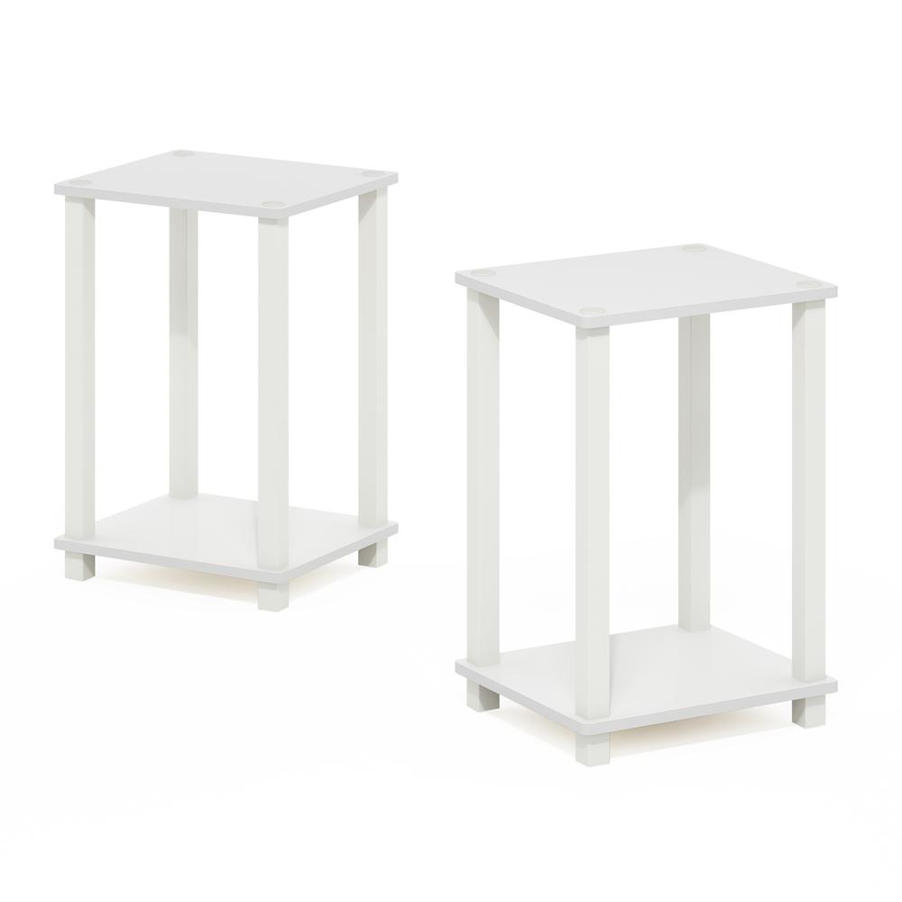 Simplistic End Table, Small, Set of 2, White/White