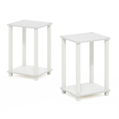 Simplistic End Table, Small, Set of 2, White/White