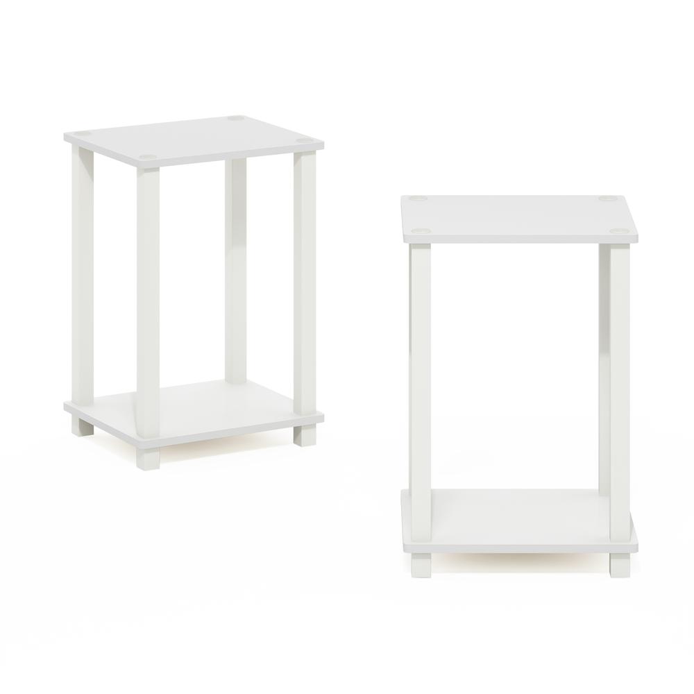 Simplistic End Table, Small, Set of 2, White/White