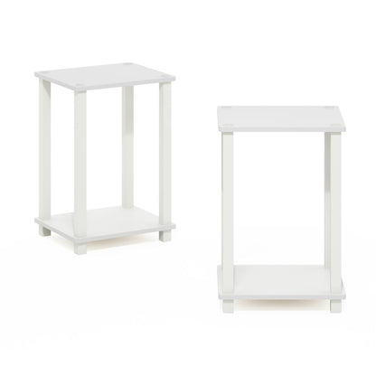 Simplistic End Table, Small, Set of 2, White/White
