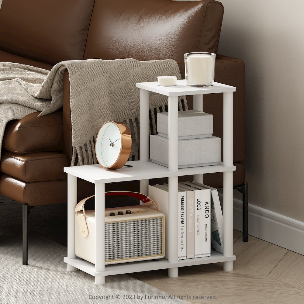 Turn-N-Tube Accent Decorative Shelf, White/White