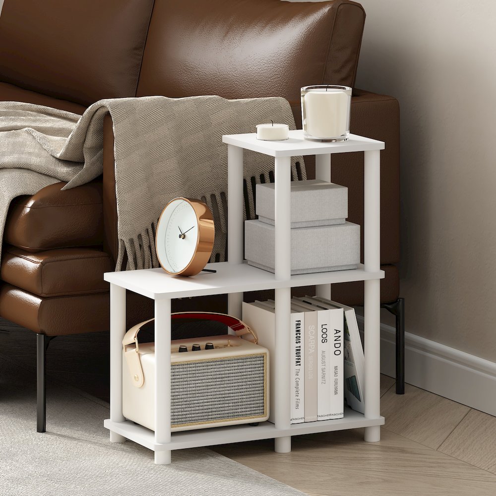 Turn-N-Tube Accent Decorative Shelf, White/White