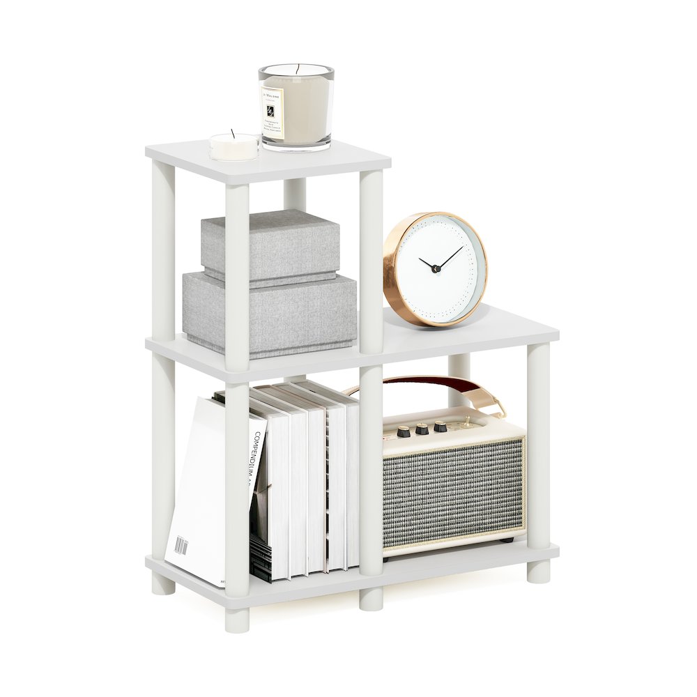 Turn-N-Tube Accent Decorative Shelf, White/White