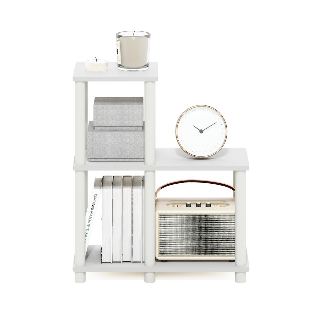 Turn-N-Tube Accent Decorative Shelf, White/White