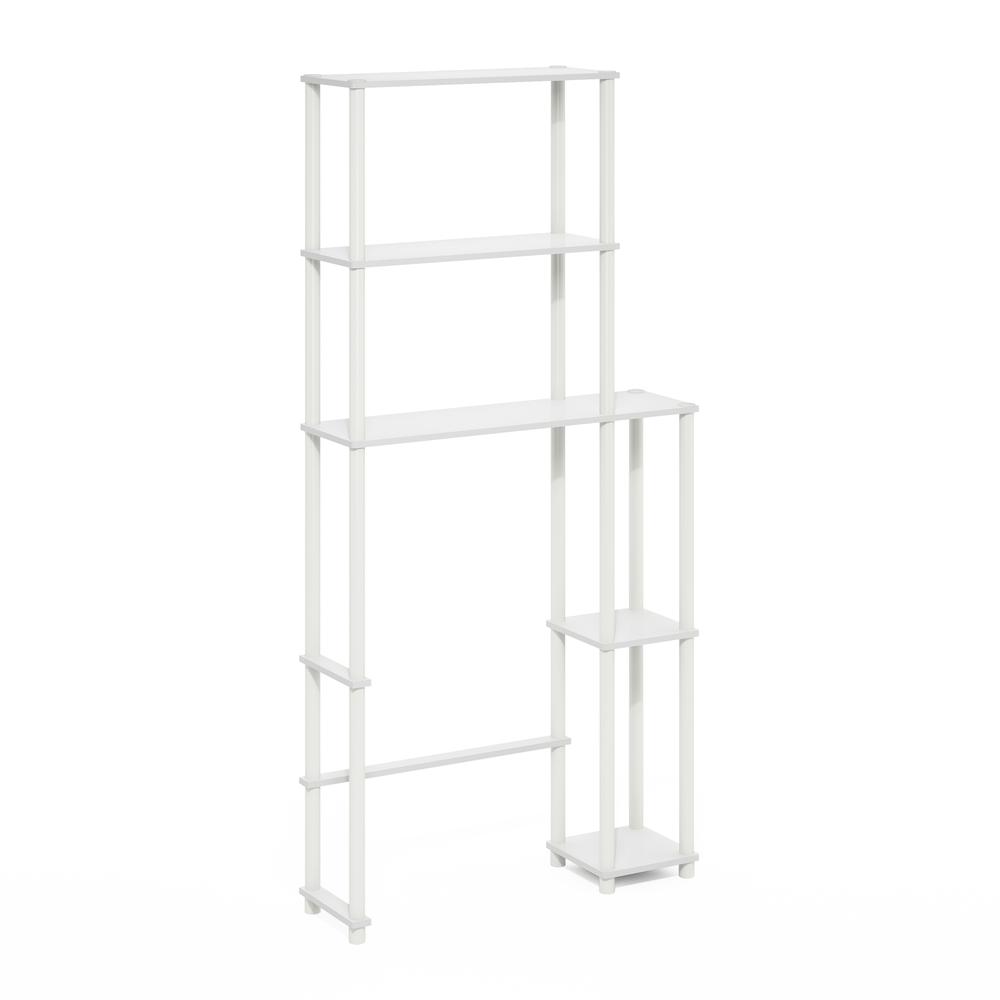 Turn-N-Tube Toilet Space Saver with 5 Shelves, White/White