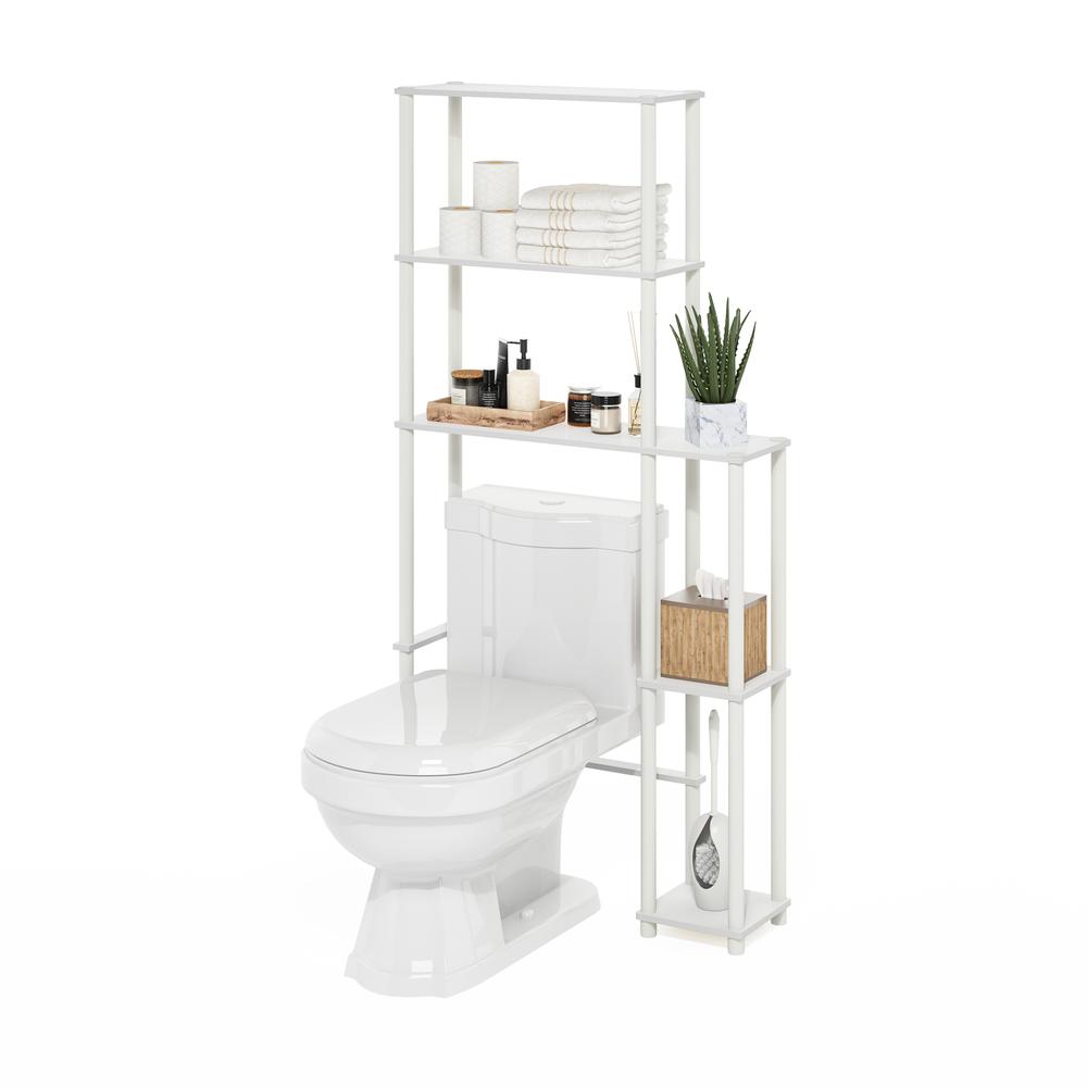 Turn-N-Tube Toilet Space Saver with 5 Shelves, White/White