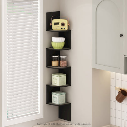 5-Tier Floating Corner Shelf, Wall Mount Shelves for Storage