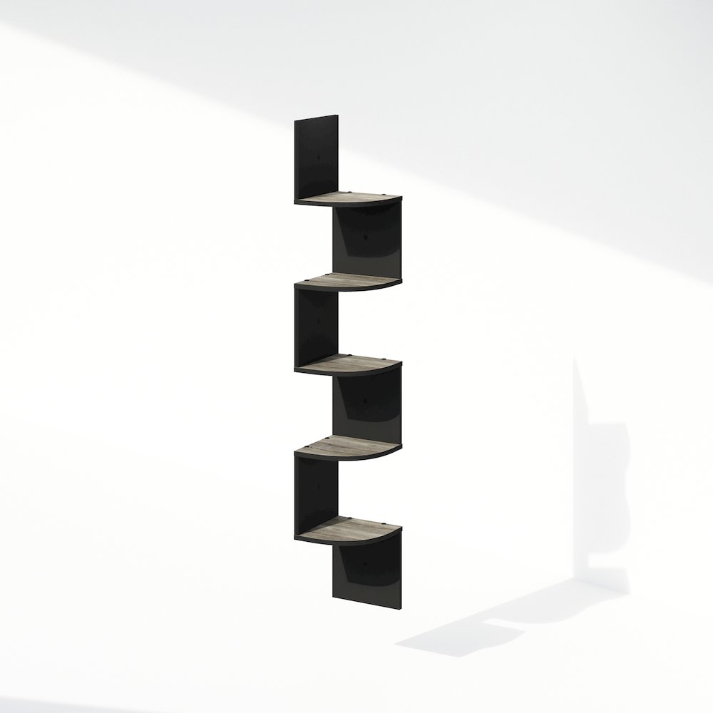 5-Tier Floating Corner Shelf, Wall Mount Shelves for Storage