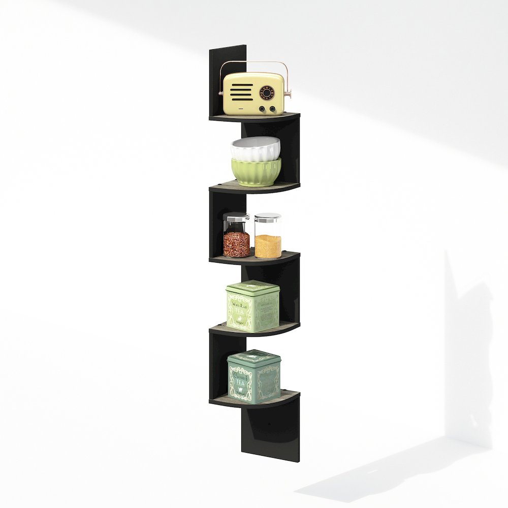 5-Tier Floating Corner Shelf, Wall Mount Shelves for Storage