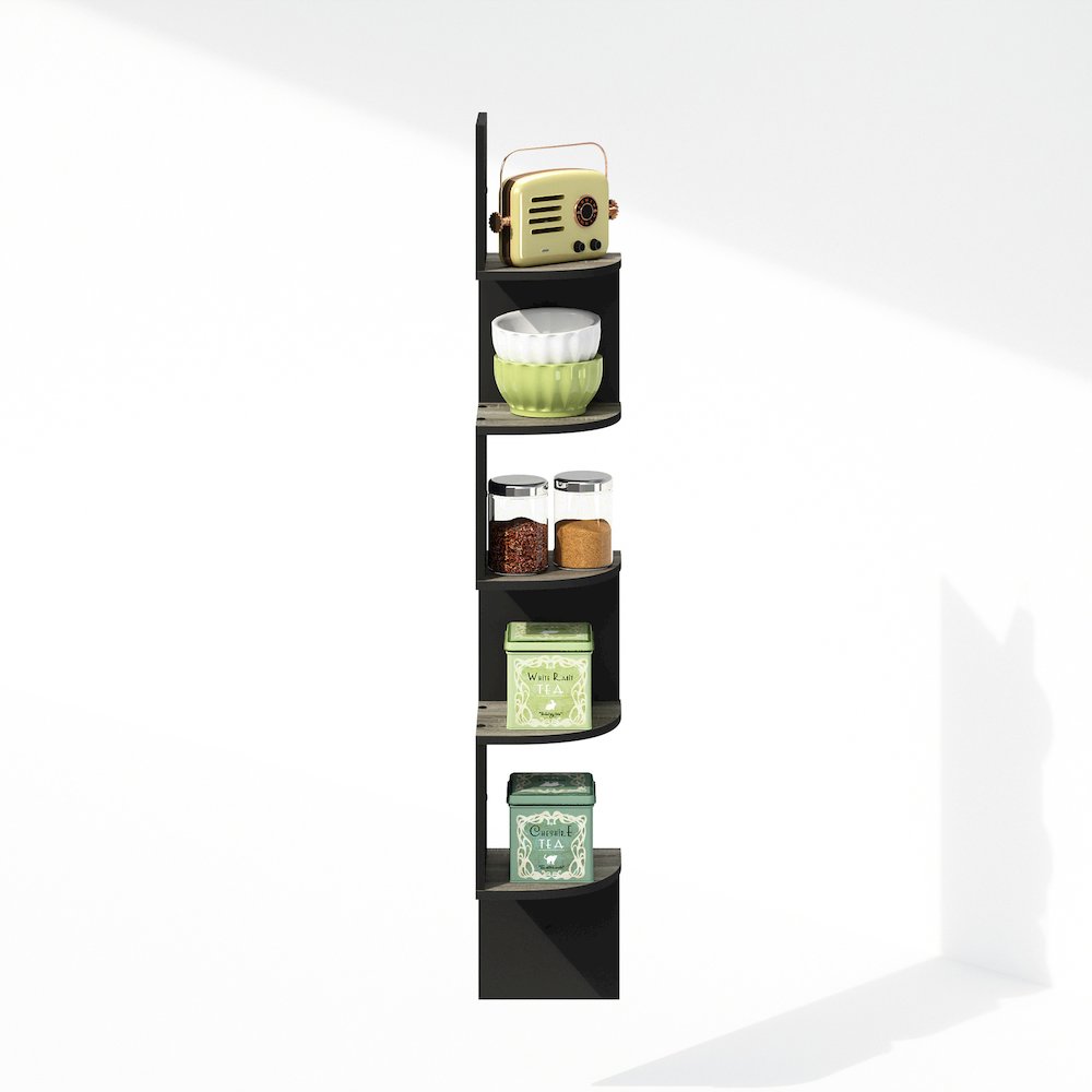 5-Tier Floating Corner Shelf, Wall Mount Shelves for Storage
