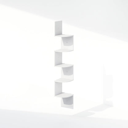 5-Tier Floating Corner Shelf, Wall Mount Shelves for Storage and Display, White
