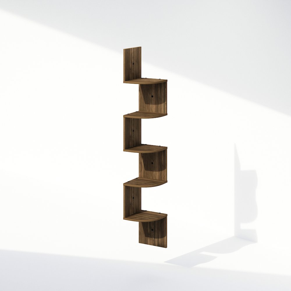 5-Tier Floating Corner Shelf, Wall Mount Shelves for Storage