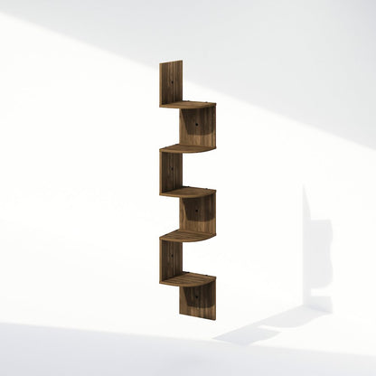 5-Tier Floating Corner Shelf, Wall Mount Shelves for Storage