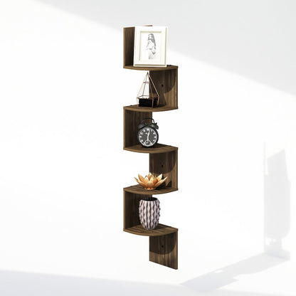 5-Tier Floating Corner Shelf, Wall Mount Shelves for Storage
