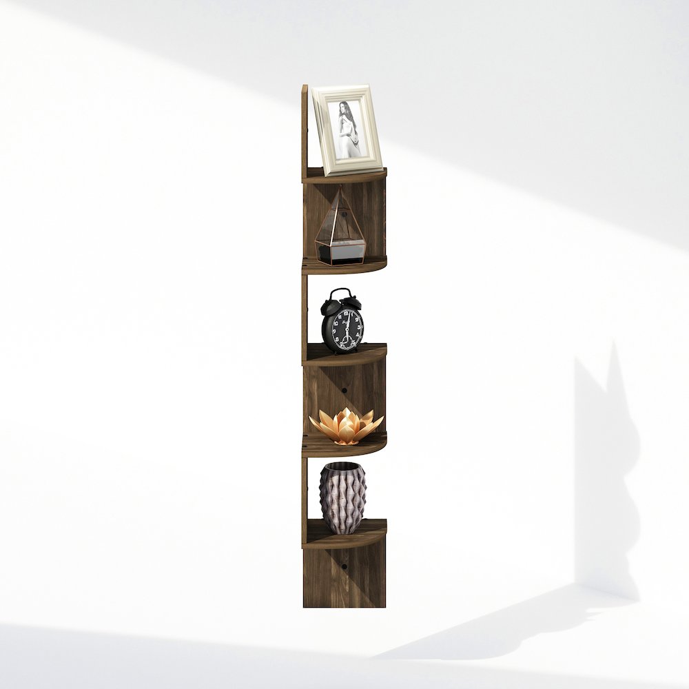 5-Tier Floating Corner Shelf, Wall Mount Shelves for Storage