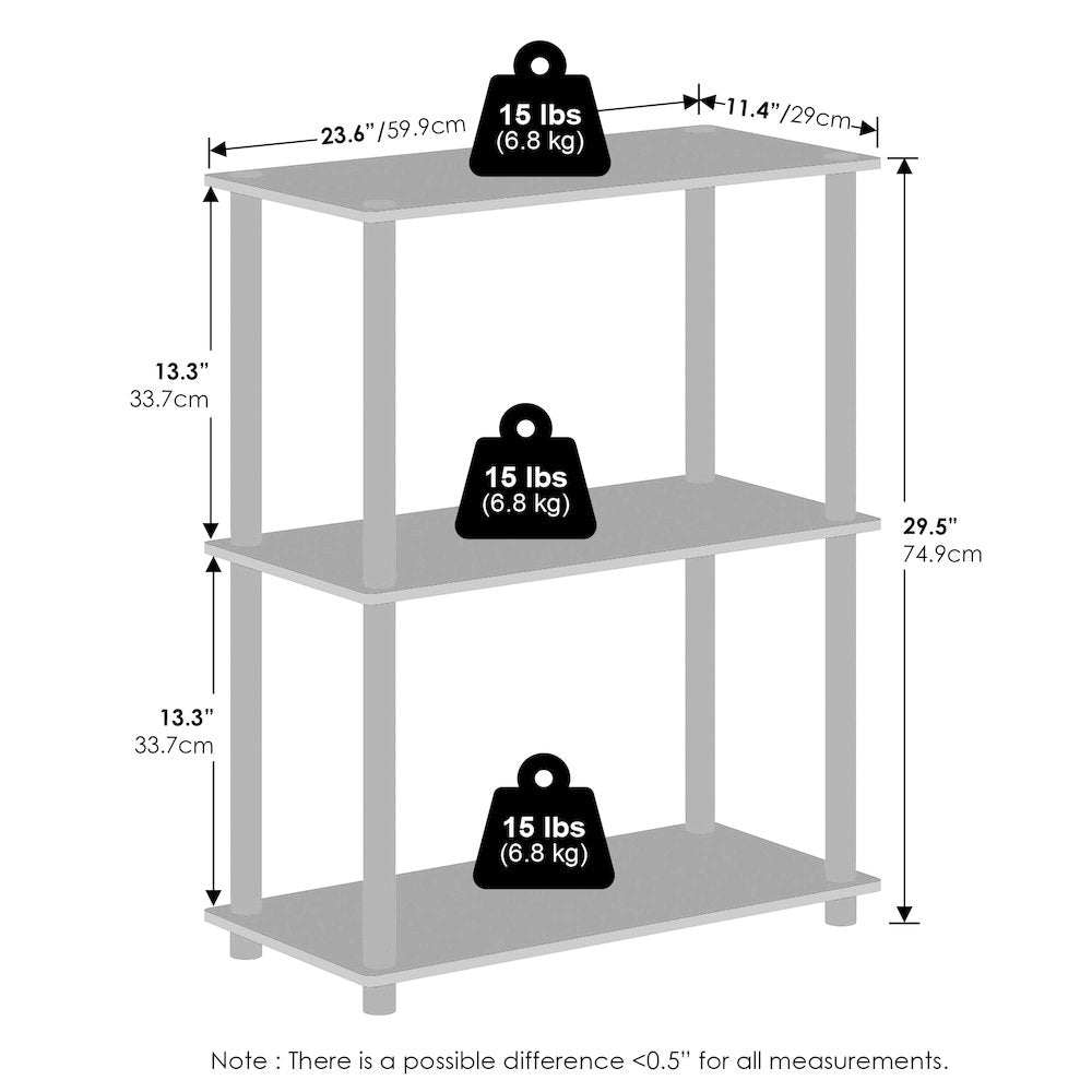 Turn-N-Tube 3-Tier Multipurpose Compact Display Rack, Shelving Unit, Bookcase