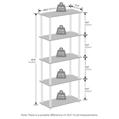 Turn-N-Tube 5-Tier Multipurpose Compact Display Rack, Shelving Unit, Bookcase
