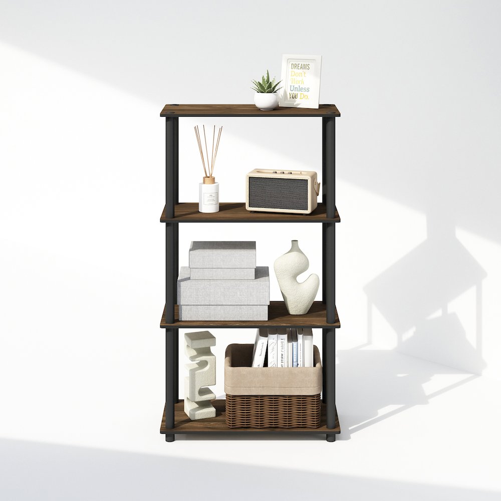 Turn-N-Tube 4-Tier Multipurpose Shelf Display Rack, Shelving Unit, Bookcase