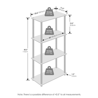 Turn-N-Tube 4-Tier Multipurpose Shelf Display Rack, Shelving Unit, Bookcase