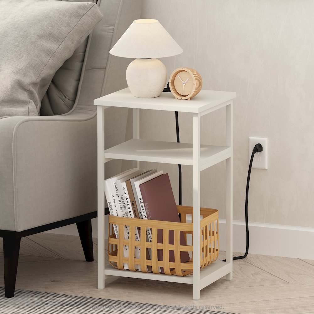 3-Tier Metal Frame Open Storage Side Table, End Table