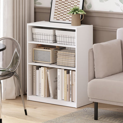 Gehry 3-Tier Bookcase, Bookshelf with Adjustable Shelves, White
