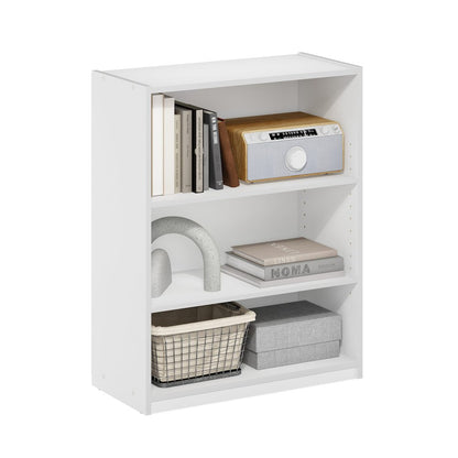 Gehry 3-Tier Bookcase, Bookshelf with Adjustable Shelves, White