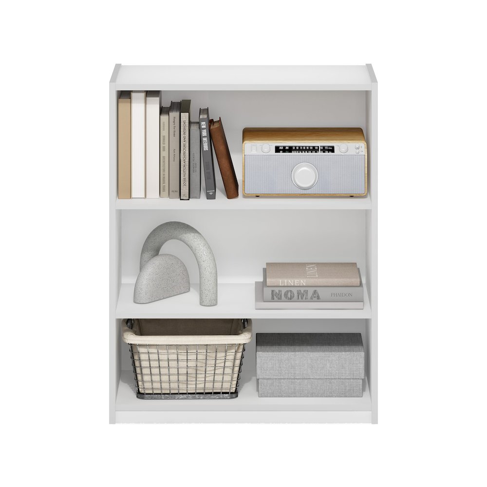 Gehry 3-Tier Bookcase, Bookshelf with Adjustable Shelves, White