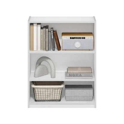 Gehry 3-Tier Bookcase, Bookshelf with Adjustable Shelves, White