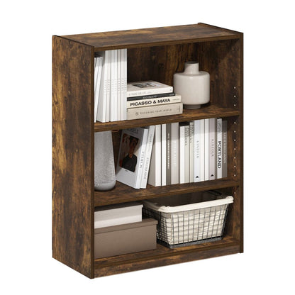 Gehry 3-Tier Bookcase, Bookshelf with Adjustable Shelves, Amber Pine