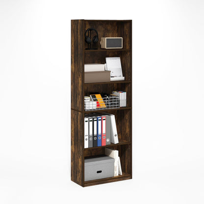 Gehry 5-Tier Bookcase, Bookshelf with Adjustable Shelves, Amber Pine