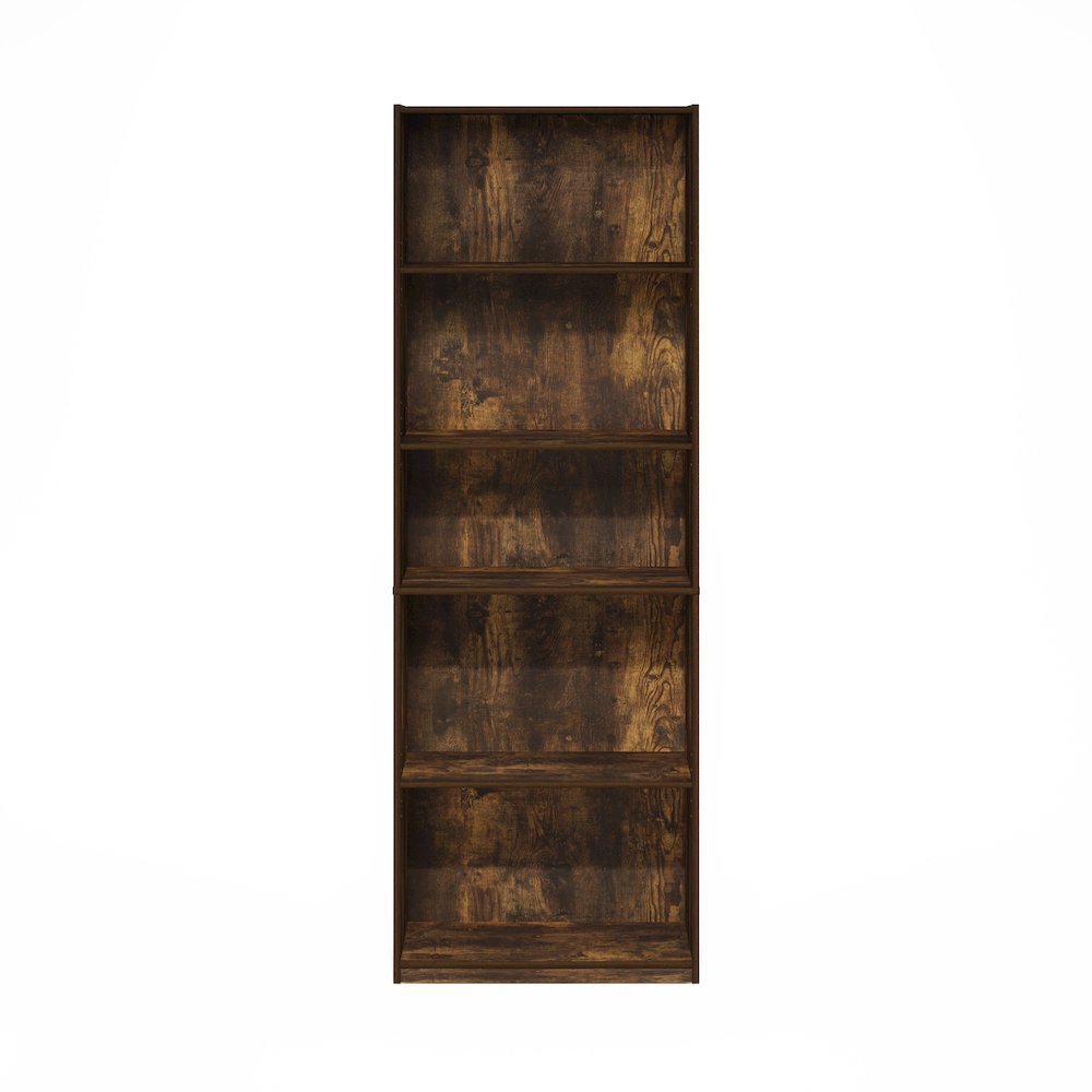 Gehry 5-Tier Bookcase, Bookshelf with Adjustable Shelves, Amber Pine