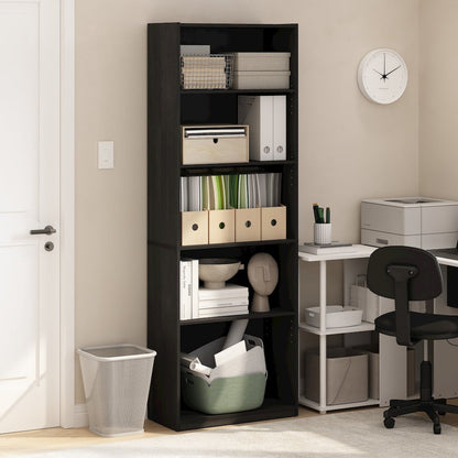 Gehry 5-Tier Bookcase, Bookshelf with Adjustable Shelves, Blackwood