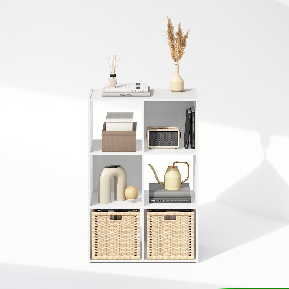 Pelli Cubic Storage Cabinet, Bookcase, Bookshelf, 6-Cube, White