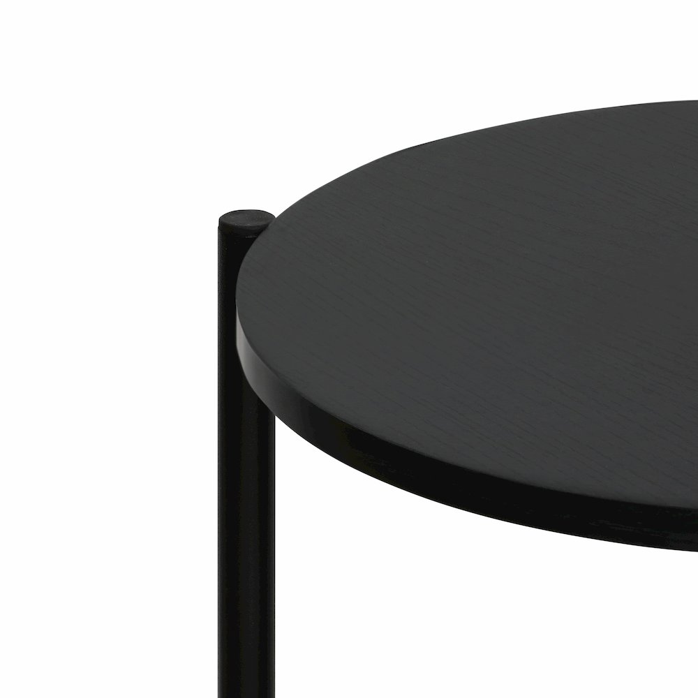 2-Tier Modern Round Coffee Table Table with Sturdy Metal Legs, Americano/Black