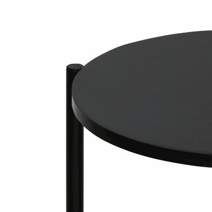 2-Tier Modern Round Coffee Table Table with Sturdy Metal Legs, Americano/Black