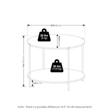 2-Tier Round Coffee Table with Storage, Shelf and Metal Legs,Dark Americano